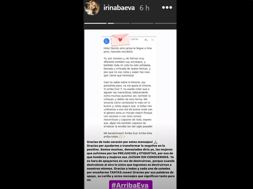 Irina Baeva recibe el apoyo de sus fans
