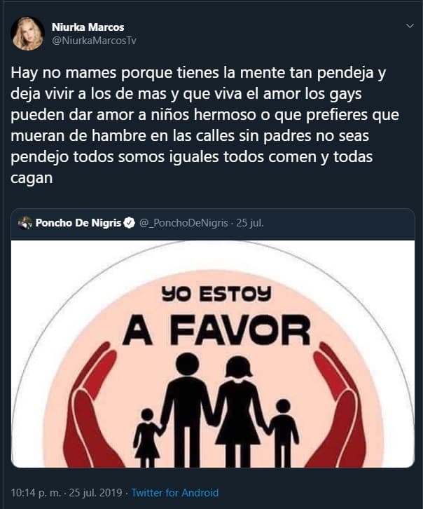 La postura de Poncho de Nigris fue atacada por esta falsa Niurka