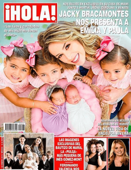 De igual manera, Paula y Emilia, las mellizas de la conductora Jacky Bracamontes formaron parte de una tierna sesión de fotos junto a ella y sus hermanas mayores: Jaquie, Carolina y Renata.
