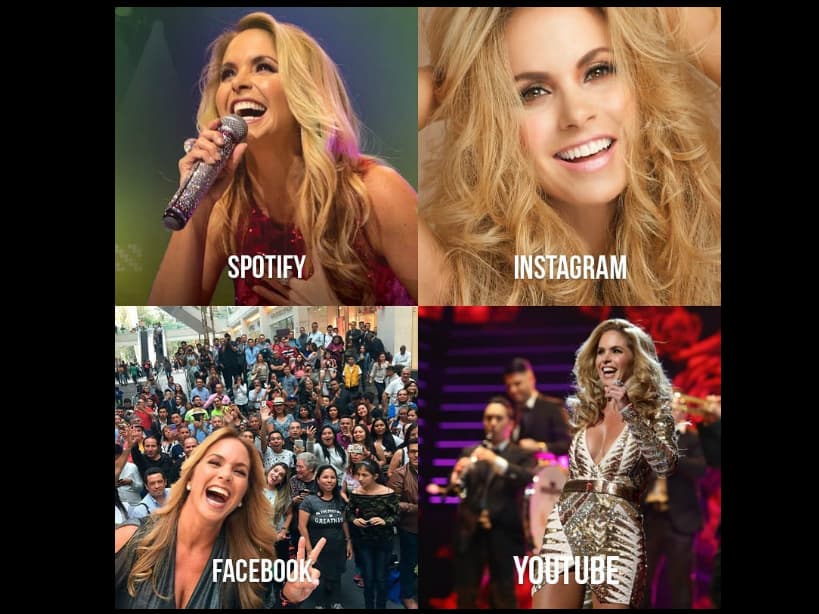 “¡La música en tiempo de redes sociales! ¿Por dónde les gusta más que platiquemos”, expresó Lucero al pie de su publicación, la cual también fue alterada pues ella optó por utilizar fotos que pondría en sus perfiles de Spotify, Instagram, Facebook y YouTube.
