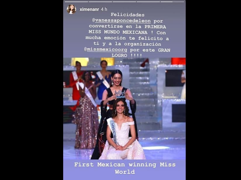 Ximena Navarrete felicita a Vanessa Ponce
