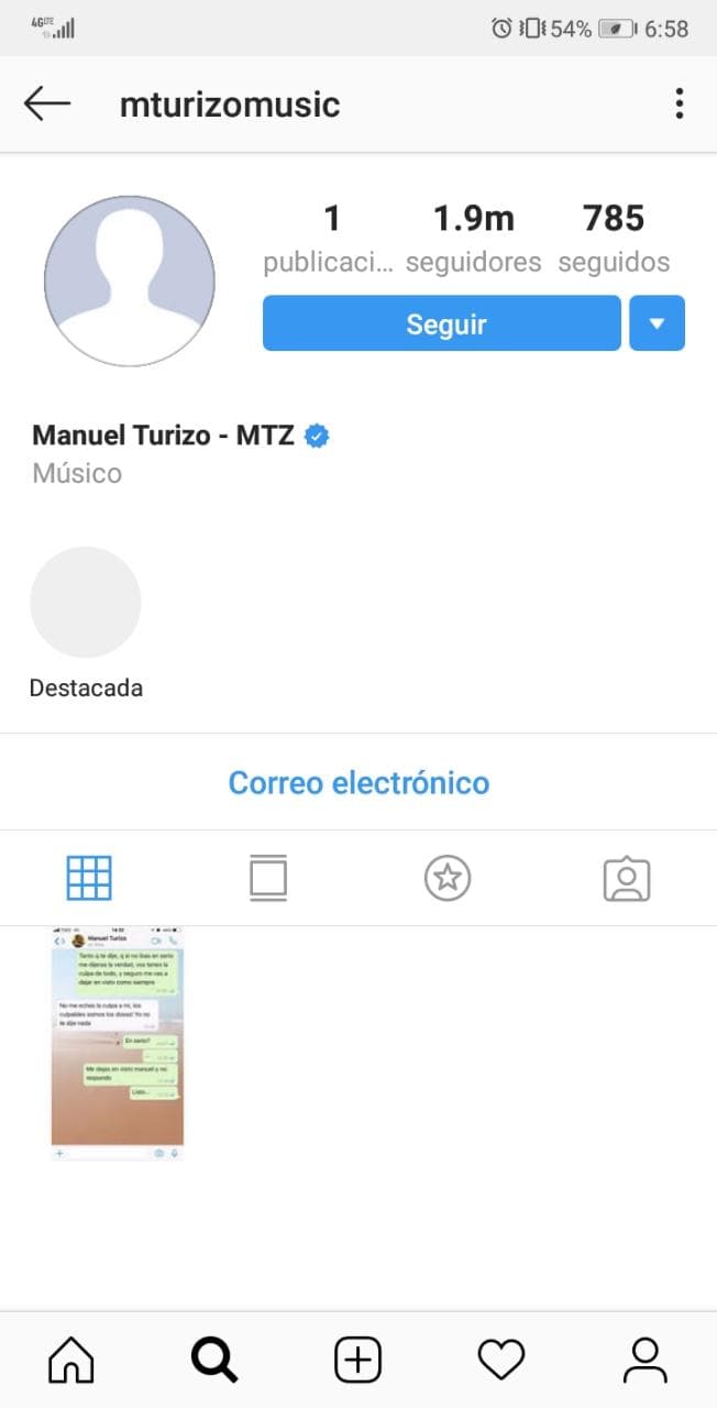 Su Instagram está en blanco