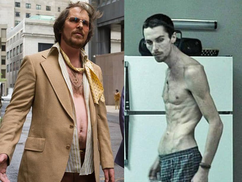 Christian Bale engordó 18 kilos para ‘Escándalo Americano’ en 2013 y perdió cerca de 28 kilos para ‘El Maquinista’ en 2004 con una dieta de latas de atún, manzanas y café.