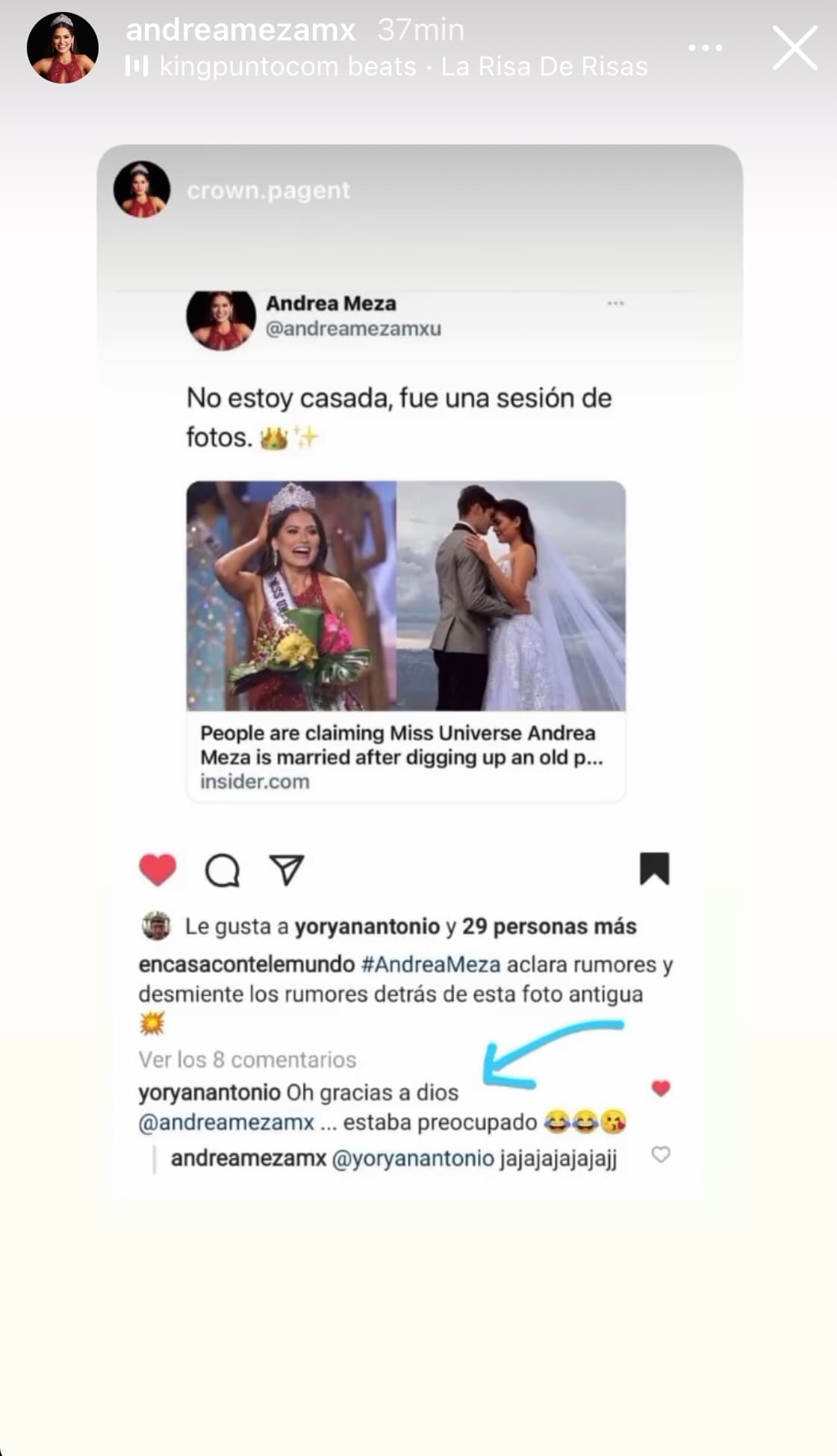 Andrea Meza aclara la polémica en torno a su supuesto matrimonio.